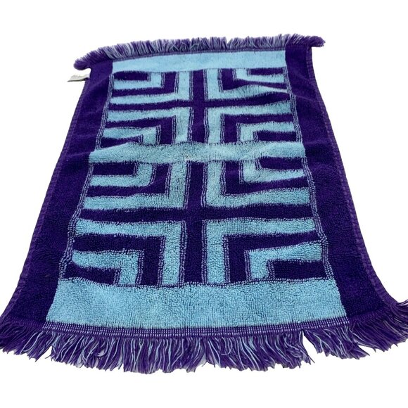 Yves Saint Laurent Fingertip Towel Purple Blue Geometric Fieldcrest USA Vintage - Picture 6 of 8